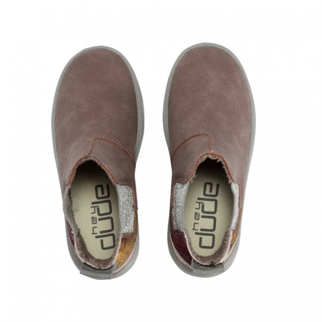 Heydude オーロラ ユース リサイクル レザー アンティーク ローズ