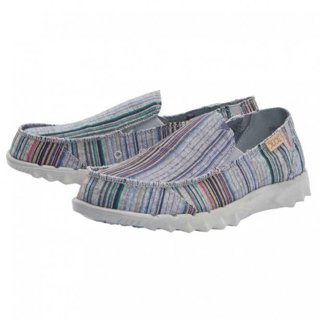 Heydude Farty シャンブレー ストライプ グレー レッド