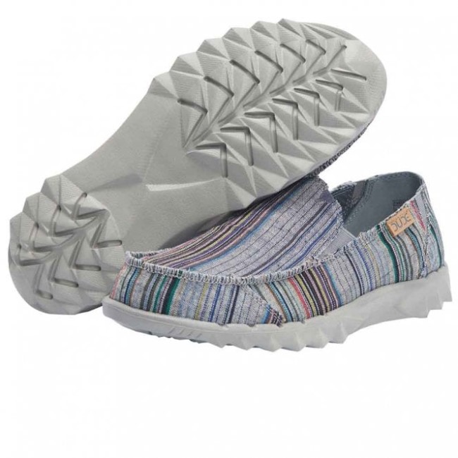 Heydude Farty シャンブレー ストライプ グレー レッド