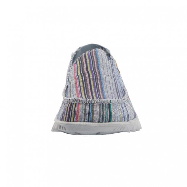 Heydude Farty シャンブレー ストライプ グレー レッド