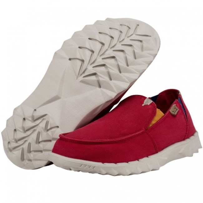 Heydude Farty ウォッシュド キャンバス 溶岩 赤