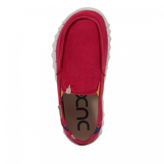 Heydude Farty ウォッシュド キャンバス 溶岩 赤