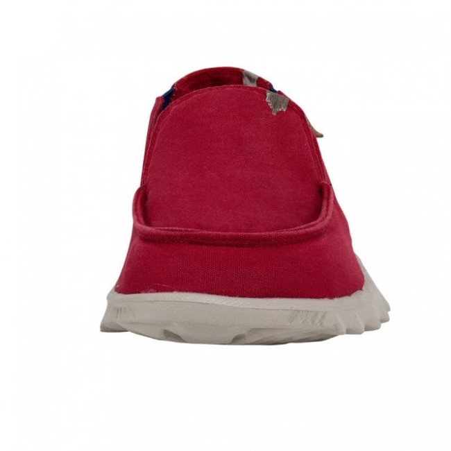 Heydude Farty ウォッシュド キャンバス 溶岩 赤