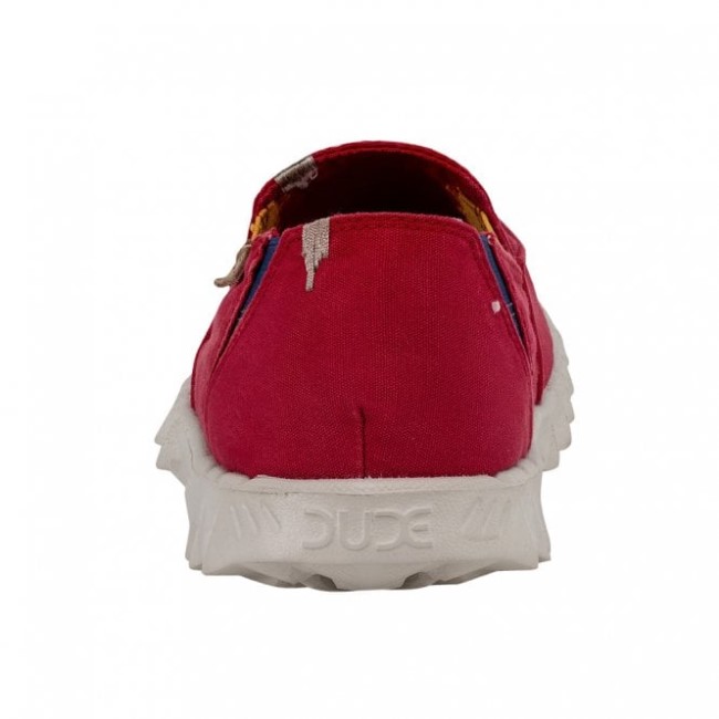 Heydude Farty ウォッシュド キャンバス 溶岩 赤