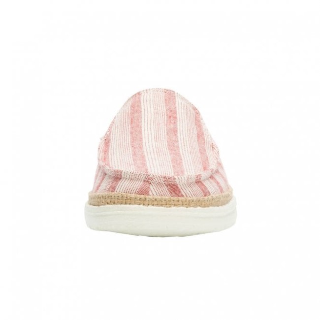 Heydude Lexi ストライプ コットン レッド スリッポン ミュール