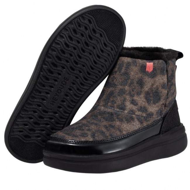 Heydude メル ユース ウール ブレンド レオパード ブラック