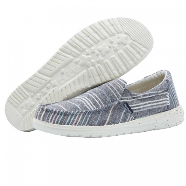 Heydude ミスティ シャンブレー ストライプ ブルー