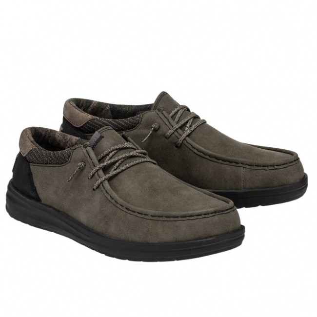 Heydude ポール リサイクル レザー ダスティ オリーブ