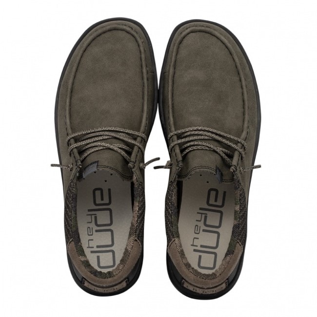 Heydude ポール リサイクル レザー ダスティ オリーブ