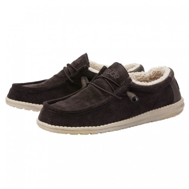 ヘイデュード ウォーリー コーデュロイ フェイクファー 裏地付き チョコレート