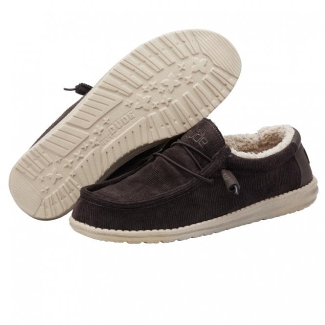 ヘイデュード ウォーリー コーデュロイ フェイクファー 裏地付き チョコレート