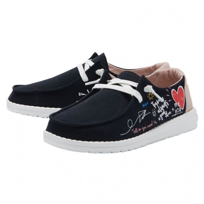 Heydude ウェンディ シャンブレー 落書き 黒