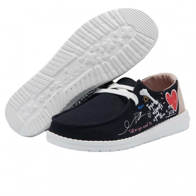 Heydude ウェンディ シャンブレー 落書き 黒