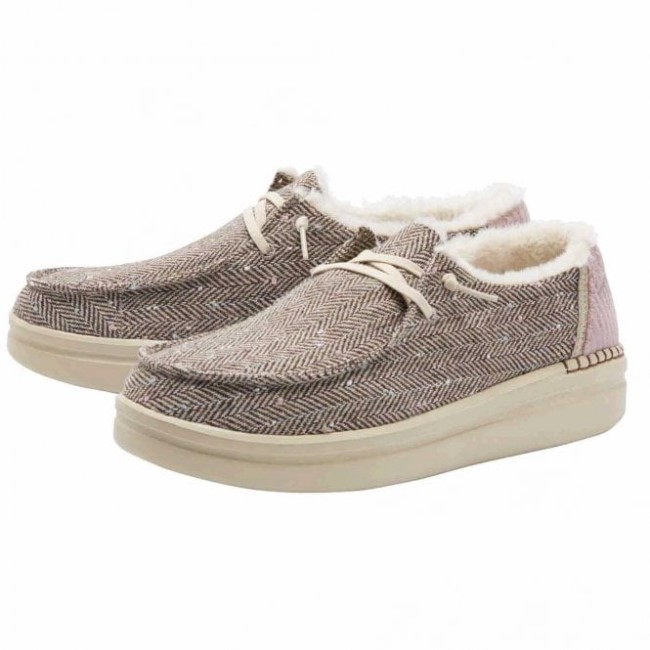 Heydude ウェンディ ライズ シャレー ブラウン ヘリンボーン